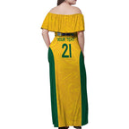 Australia Rugby Custom Family Matching Off Shoulder Maxi Dress and Hawaiian Shirt Glory Be To Wallabies Simple Pattern - Aussie Hoodie