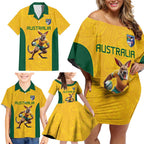 Australia Rugby Custom Family Matching Off Shoulder Short Dress and Hawaiian Shirt Glory Be To Wallabies Simple Pattern - Aussie Hoodie