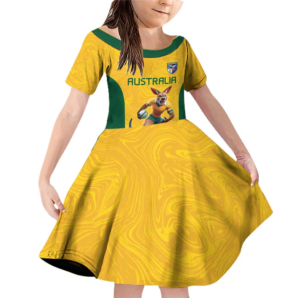 Australia Rugby Custom Family Matching Off Shoulder Short Dress and Hawaiian Shirt Glory Be To Wallabies Simple Pattern - Aussie Hoodie
