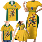 Australia Rugby Custom Family Matching Short Sleeve Bodycon Dress and Hawaiian Shirt Glory Be To Wallabies Simple Pattern - Aussie Hoodie