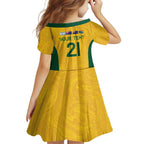 Australia Rugby Custom Family Matching Short Sleeve Bodycon Dress and Hawaiian Shirt Glory Be To Wallabies Simple Pattern - Aussie Hoodie