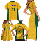 Australia Rugby Custom Family Matching Short Sleeve Bodycon Dress and Hawaiian Shirt Glory Be To Wallabies Simple Pattern - Aussie Hoodie
