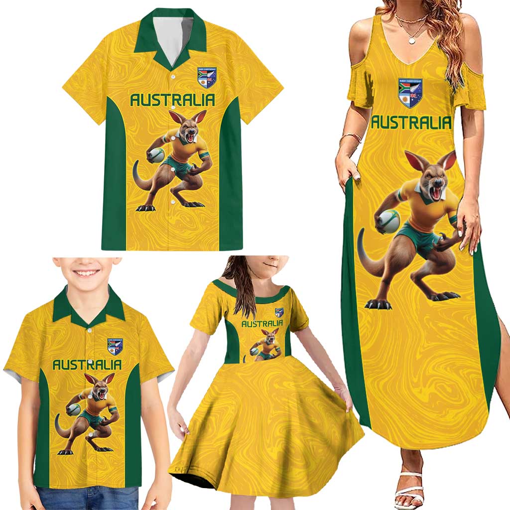 Australia Rugby Custom Family Matching Summer Maxi Dress and Hawaiian Shirt Glory Be To Wallabies Simple Pattern - Aussie Hoodie