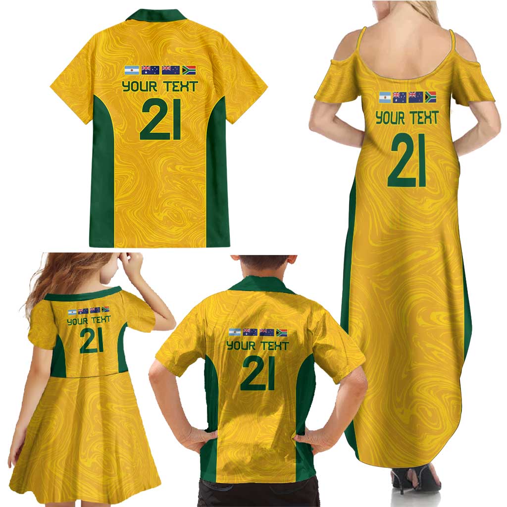 Australia Rugby Custom Family Matching Summer Maxi Dress and Hawaiian Shirt Glory Be To Wallabies Simple Pattern - Aussie Hoodie