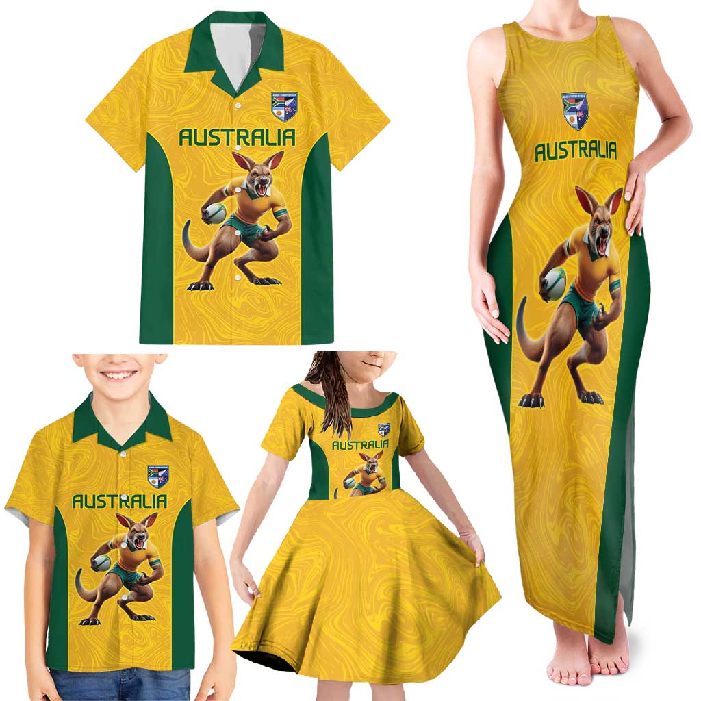 Australia Rugby Custom Family Matching Tank Maxi Dress and Hawaiian Shirt Glory Be To Wallabies Simple Pattern - Aussie Hoodie