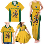 Australia Rugby Custom Family Matching Tank Maxi Dress and Hawaiian Shirt Glory Be To Wallabies Simple Pattern - Aussie Hoodie
