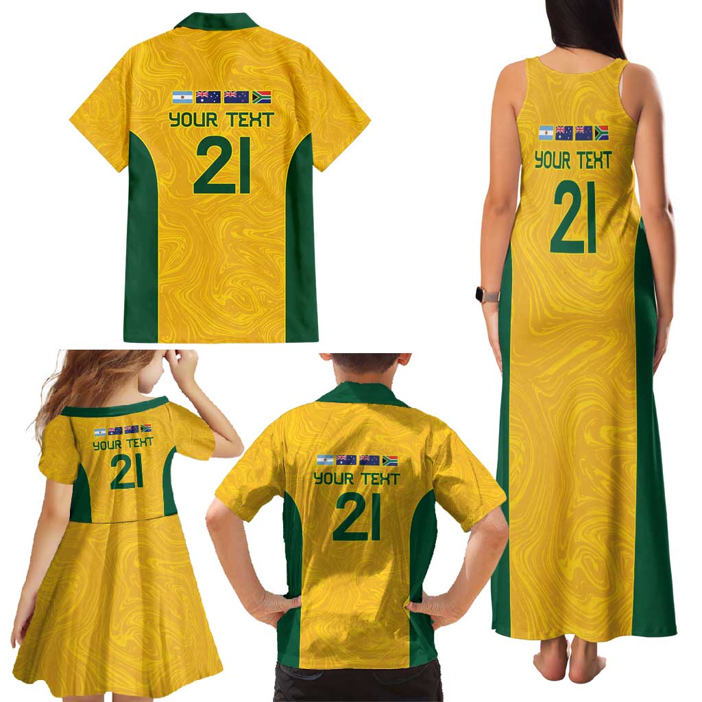 Australia Rugby Custom Family Matching Tank Maxi Dress and Hawaiian Shirt Glory Be To Wallabies Simple Pattern - Aussie Hoodie