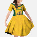 Australia Rugby Custom Kid Short Sleeve Dress Glory Be To Wallabies Simple Pattern - Aussie Hoodie