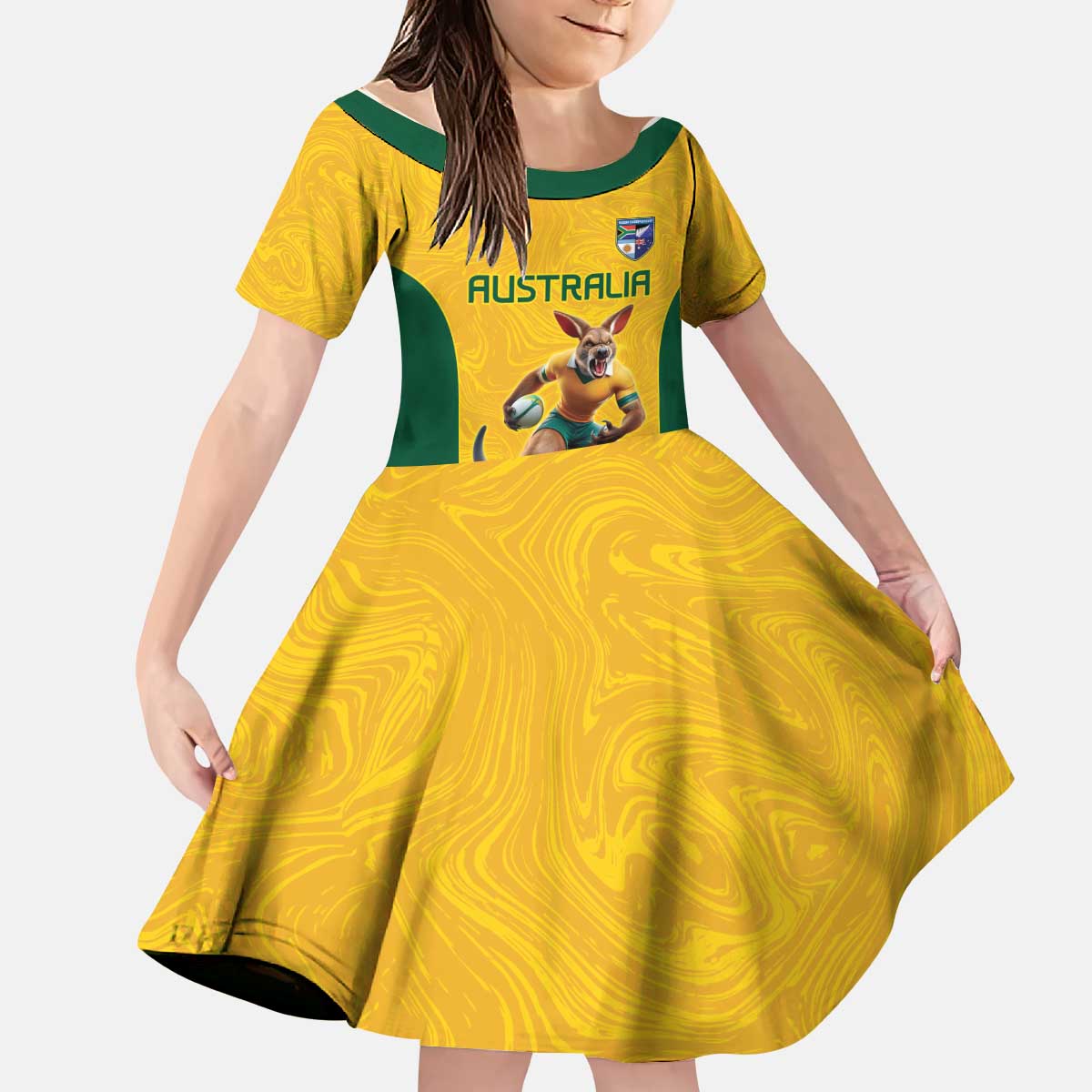 Australia Rugby Custom Kid Short Sleeve Dress Glory Be To Wallabies Simple Pattern - Aussie Hoodie