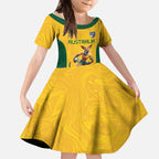 Australia Rugby Custom Kid Short Sleeve Dress Glory Be To Wallabies Simple Pattern - Aussie Hoodie