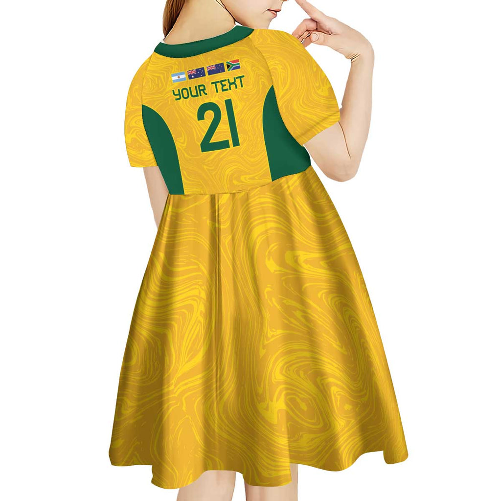 Australia Rugby Custom Kid Short Sleeve Dress Glory Be To Wallabies Simple Pattern - Aussie Hoodie