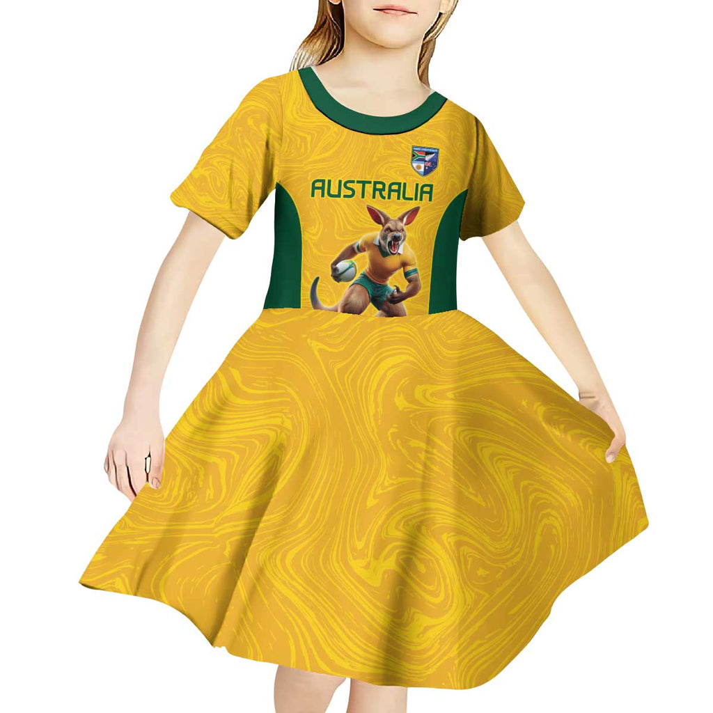 Australia Rugby Custom Kid Short Sleeve Dress Glory Be To Wallabies Simple Pattern - Aussie Hoodie