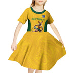 Australia Rugby Custom Kid Short Sleeve Dress Glory Be To Wallabies Simple Pattern - Aussie Hoodie