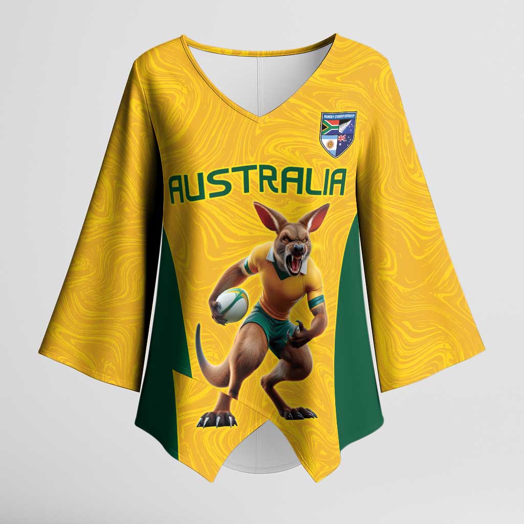 Australia Rugby Custom Kimono Sleeve Blouse Glory Be To Wallabies Simple Pattern - Aussie Hoodie