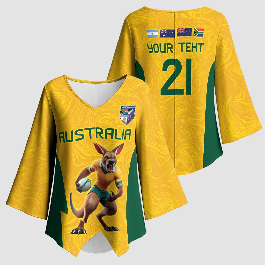 Australia Rugby Custom Kimono Sleeve Blouse Glory Be To Wallabies Simple Pattern - Aussie Hoodie