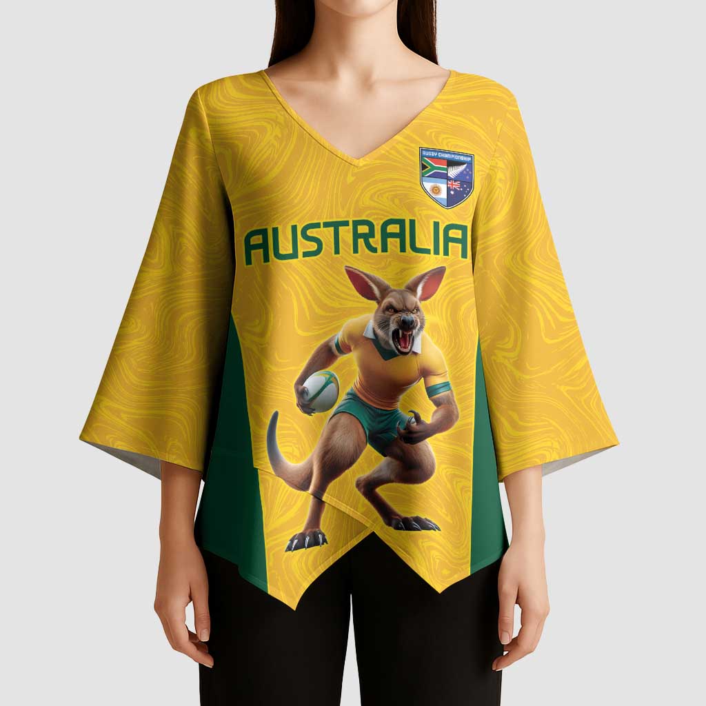 Australia Rugby Custom Kimono Sleeve Blouse Glory Be To Wallabies Simple Pattern - Aussie Hoodie