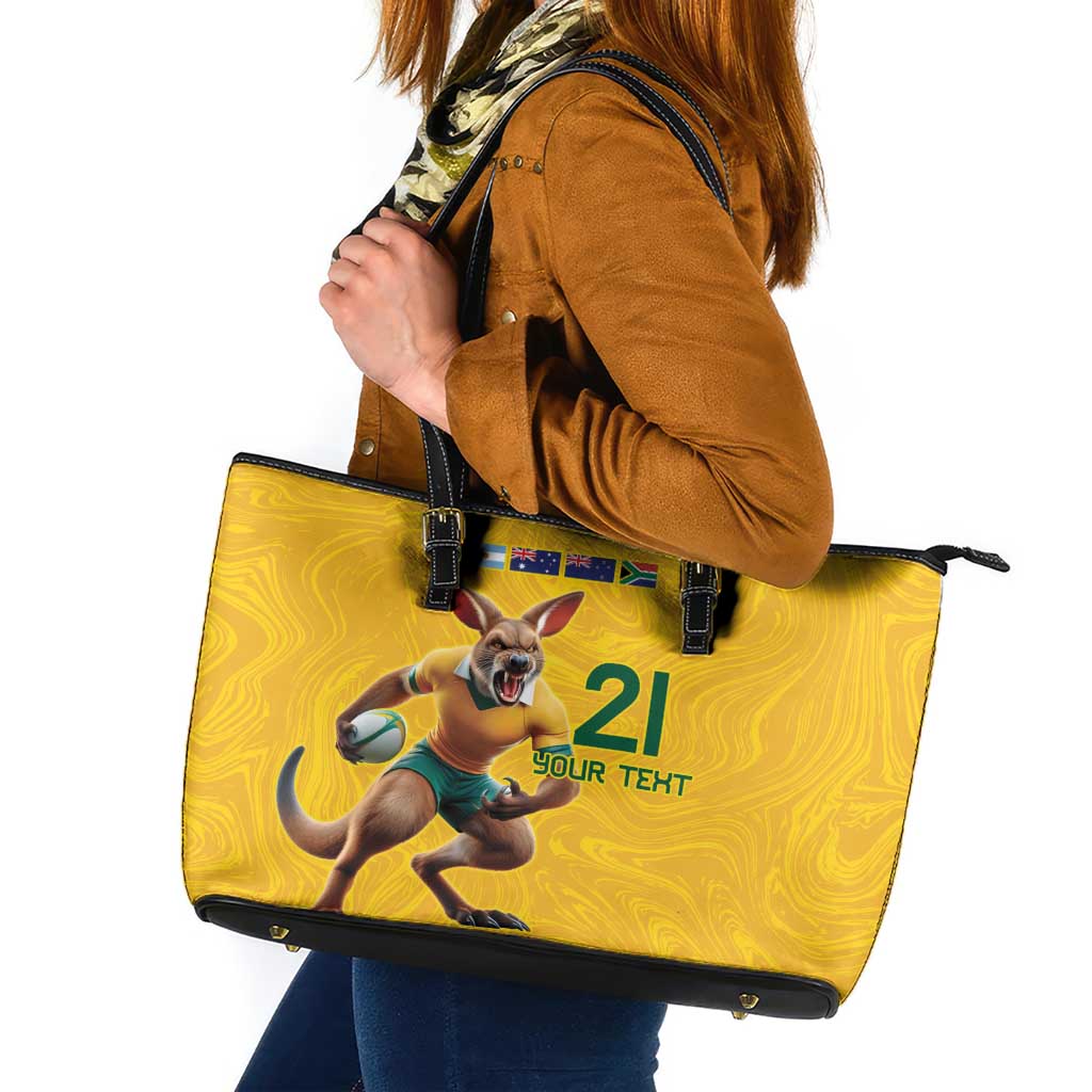 Australia Rugby Custom Leather Tote Bag Glory Be To Wallabies Simple Pattern - Aussie Hoodie