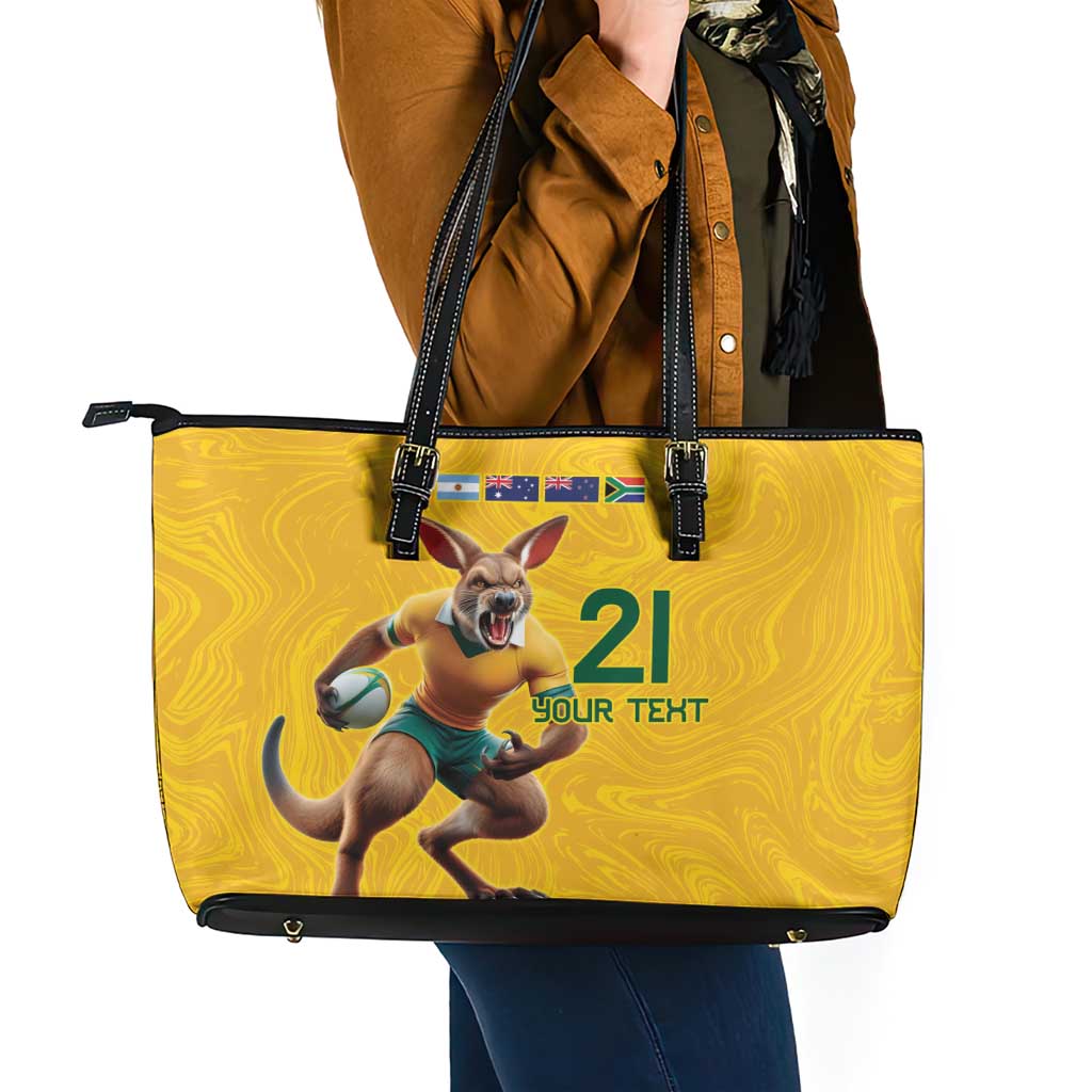 Australia Rugby Custom Leather Tote Bag Glory Be To Wallabies Simple Pattern - Aussie Hoodie