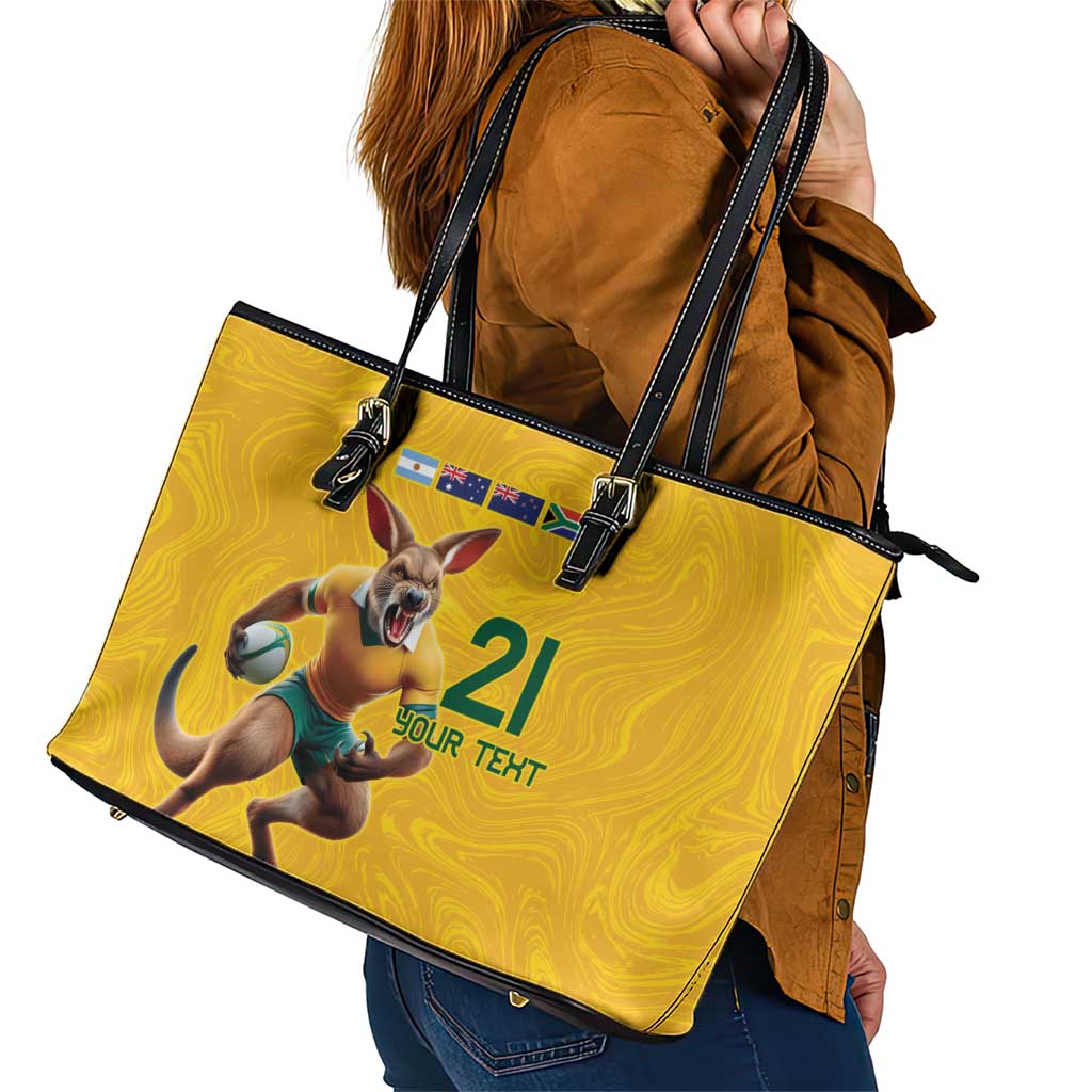 Australia Rugby Custom Leather Tote Bag Glory Be To Wallabies Simple Pattern - Aussie Hoodie