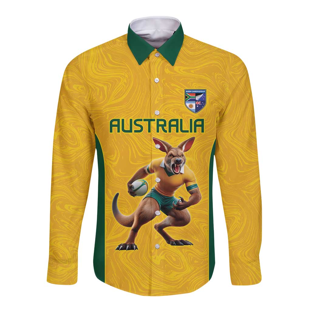 Australia Rugby Custom Long Sleeve Button Shirt Glory Be To Wallabies Simple Pattern - Aussie Hoodie