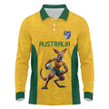 Australia Rugby Custom Long Sleeve Polo Shirt Glory Be To Wallabies Simple Pattern - Aussie Hoodie