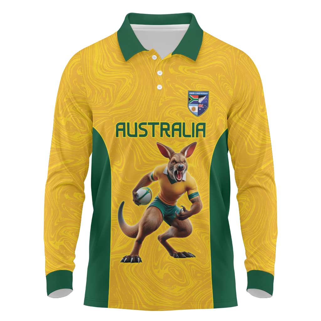 Australia Rugby Custom Long Sleeve Polo Shirt Glory Be To Wallabies Simple Pattern - Aussie Hoodie