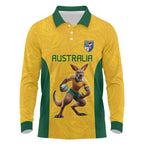 Australia Rugby Custom Long Sleeve Polo Shirt Glory Be To Wallabies Simple Pattern - Aussie Hoodie