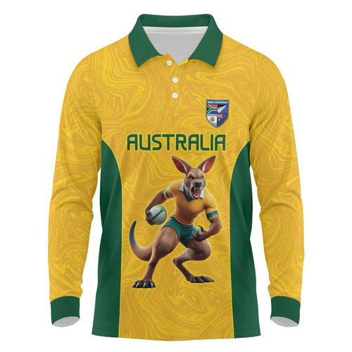 Australia Rugby Custom Long Sleeve Polo Shirt Glory Be To Wallabies Simple Pattern - Aussie Hoodie