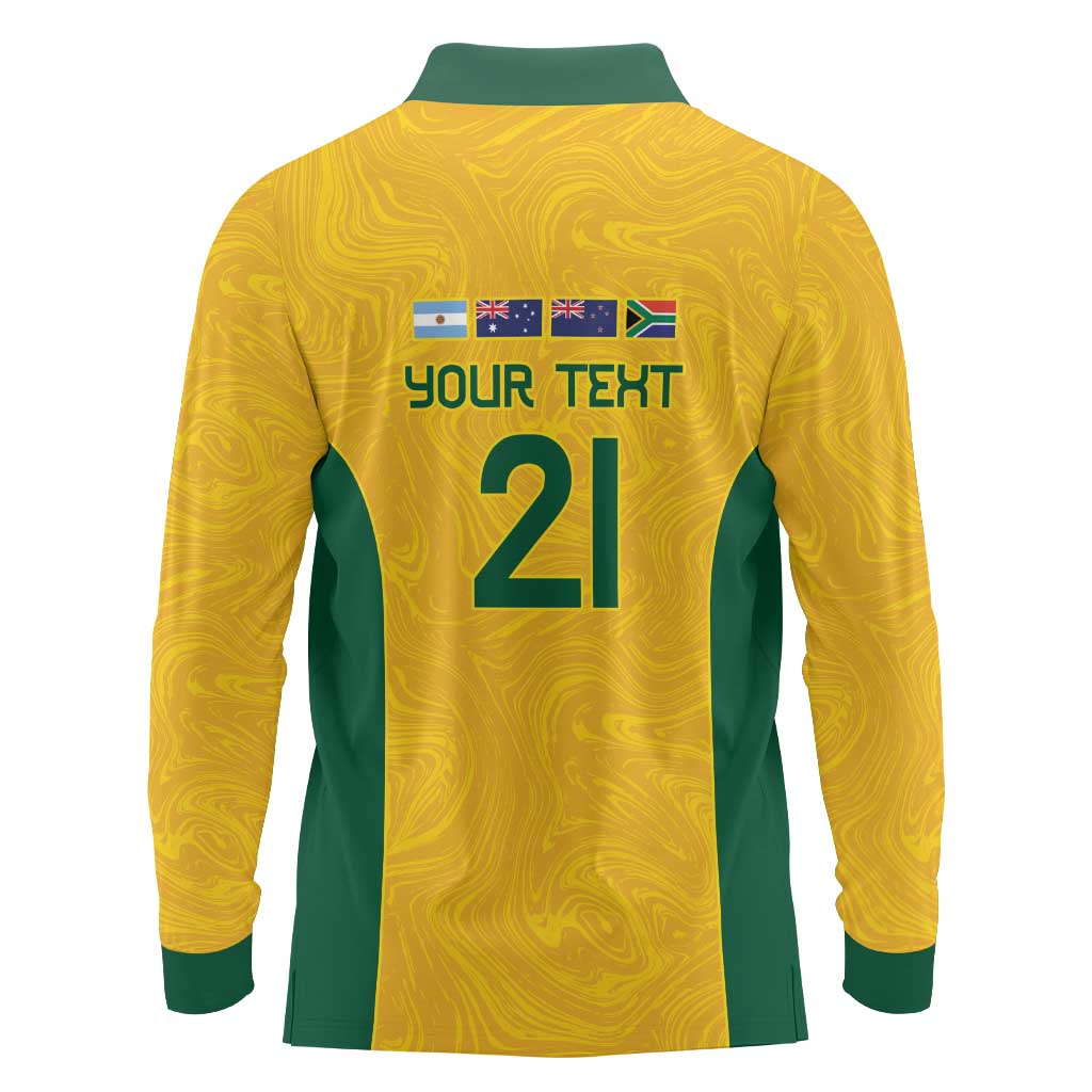 Australia Rugby Custom Long Sleeve Polo Shirt Glory Be To Wallabies Simple Pattern - Aussie Hoodie