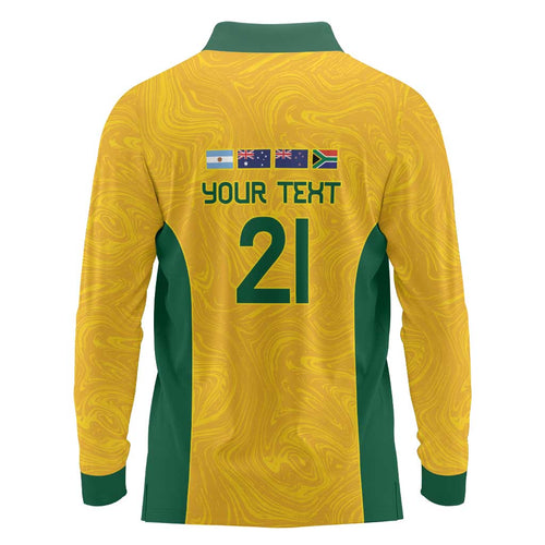 Australia Rugby Custom Long Sleeve Polo Shirt Glory Be To Wallabies Simple Pattern - Aussie Hoodie