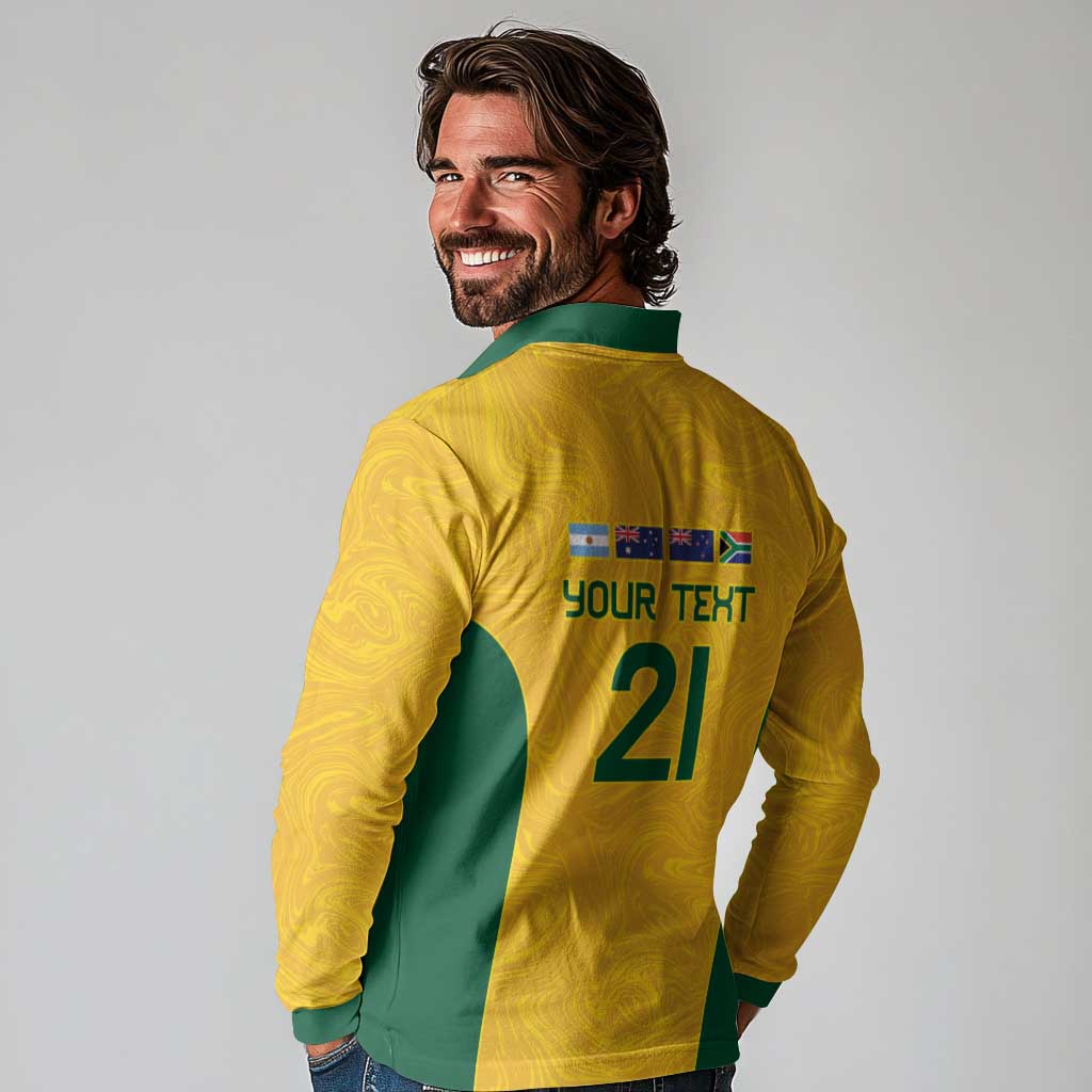 Australia Rugby Custom Long Sleeve Polo Shirt Glory Be To Wallabies Simple Pattern - Aussie Hoodie