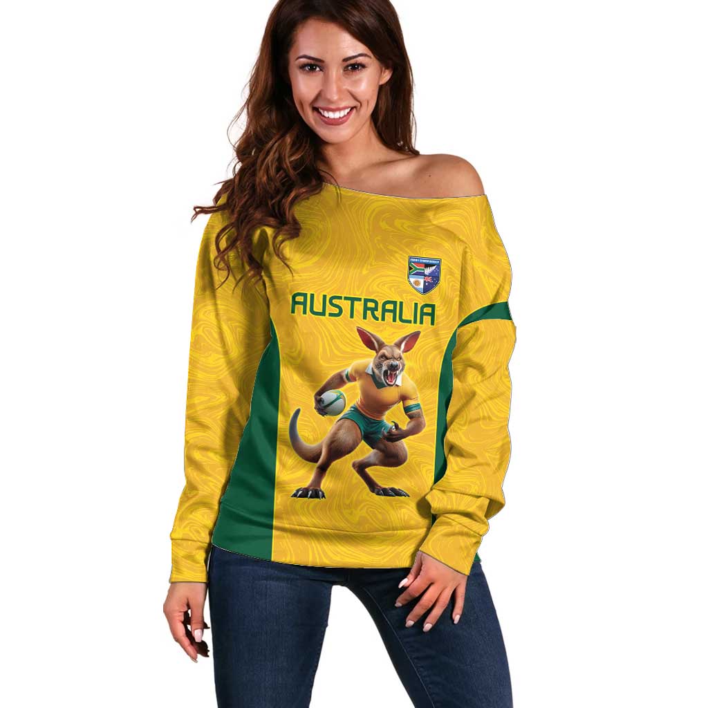 Australia Rugby Custom Off Shoulder Sweater Glory Be To Wallabies Simple Pattern - Aussie Hoodie
