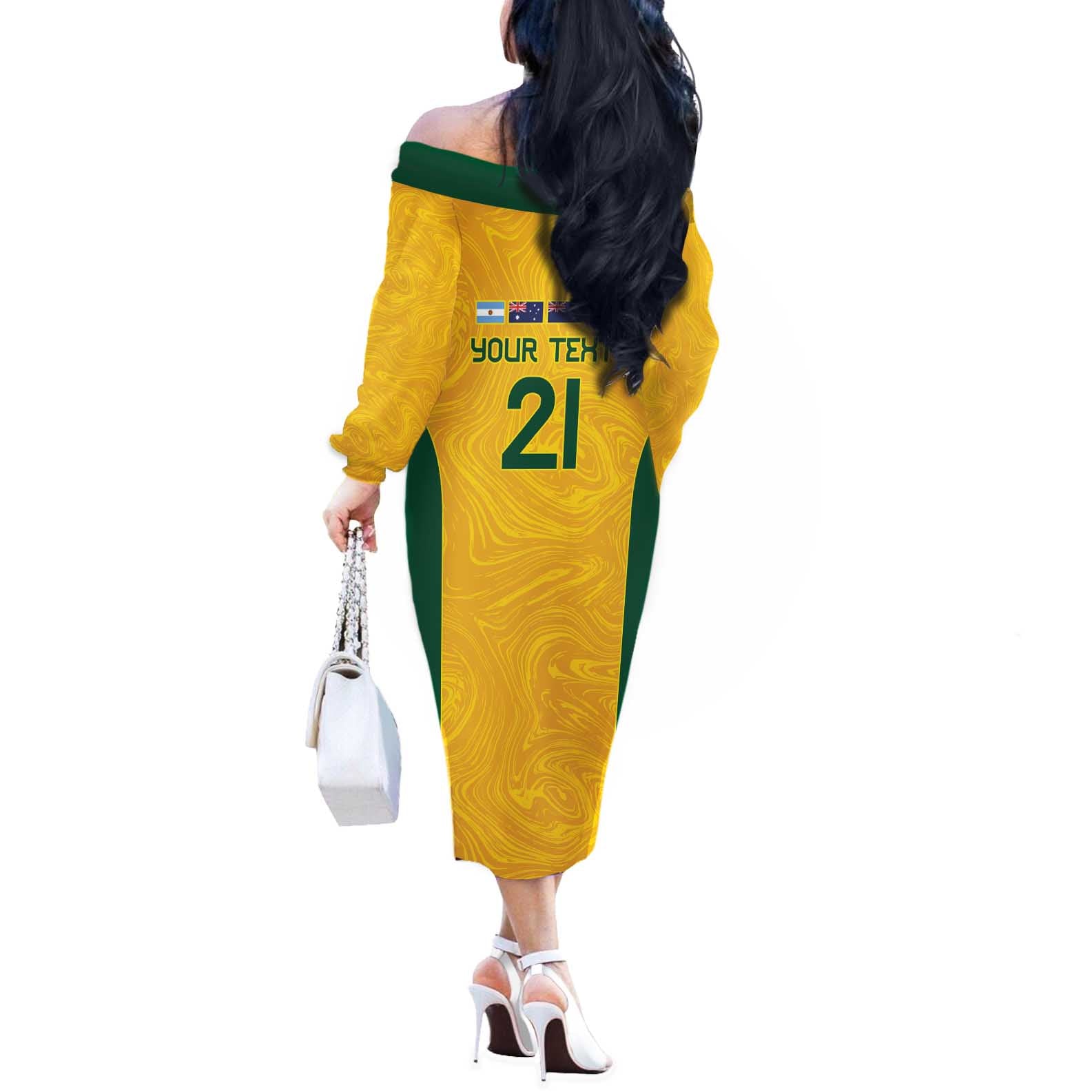Australia Rugby Custom Off The Shoulder Long Sleeve Dress Glory Be To Wallabies Simple Pattern - Aussie Hoodie