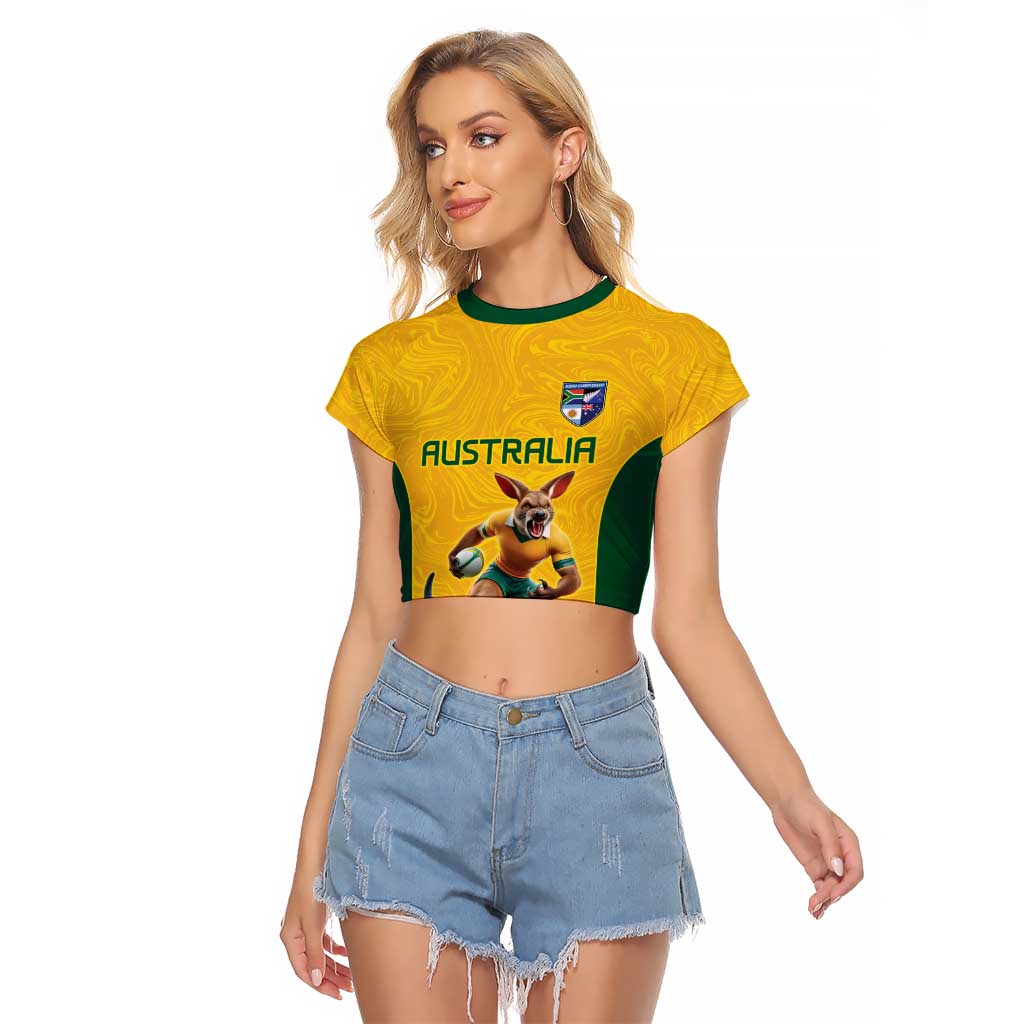 Australia Rugby Custom Raglan Cropped T Shirt Glory Be To Wallabies Simple Pattern - Aussie Hoodie