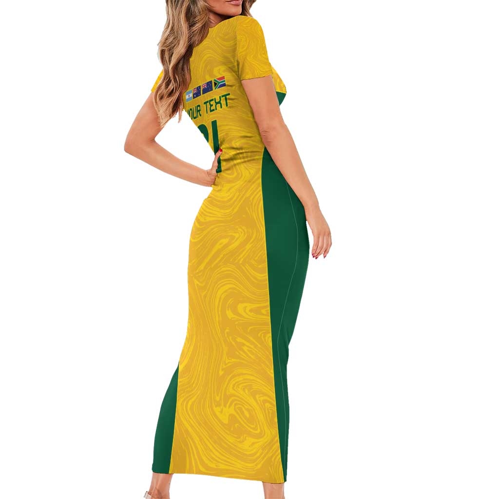 Australia Rugby Custom Short Sleeve Bodycon Dress Glory Be To Wallabies Simple Pattern - Aussie Hoodie