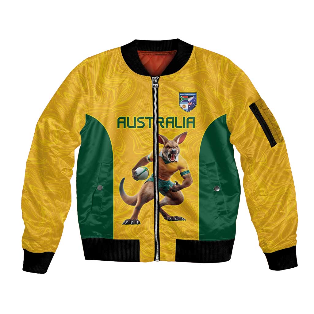 Australia Rugby Custom Sleeve Zip Bomber Jacket Glory Be To Wallabies Simple Pattern - Aussie Hoodie