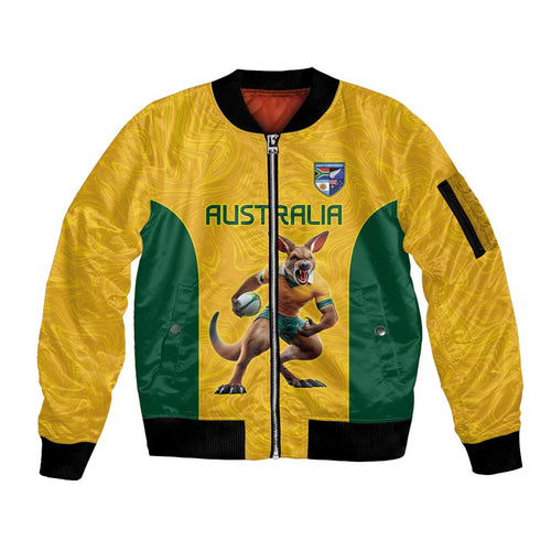 Australia Rugby Custom Sleeve Zip Bomber Jacket Glory Be To Wallabies Simple Pattern - Aussie Hoodie