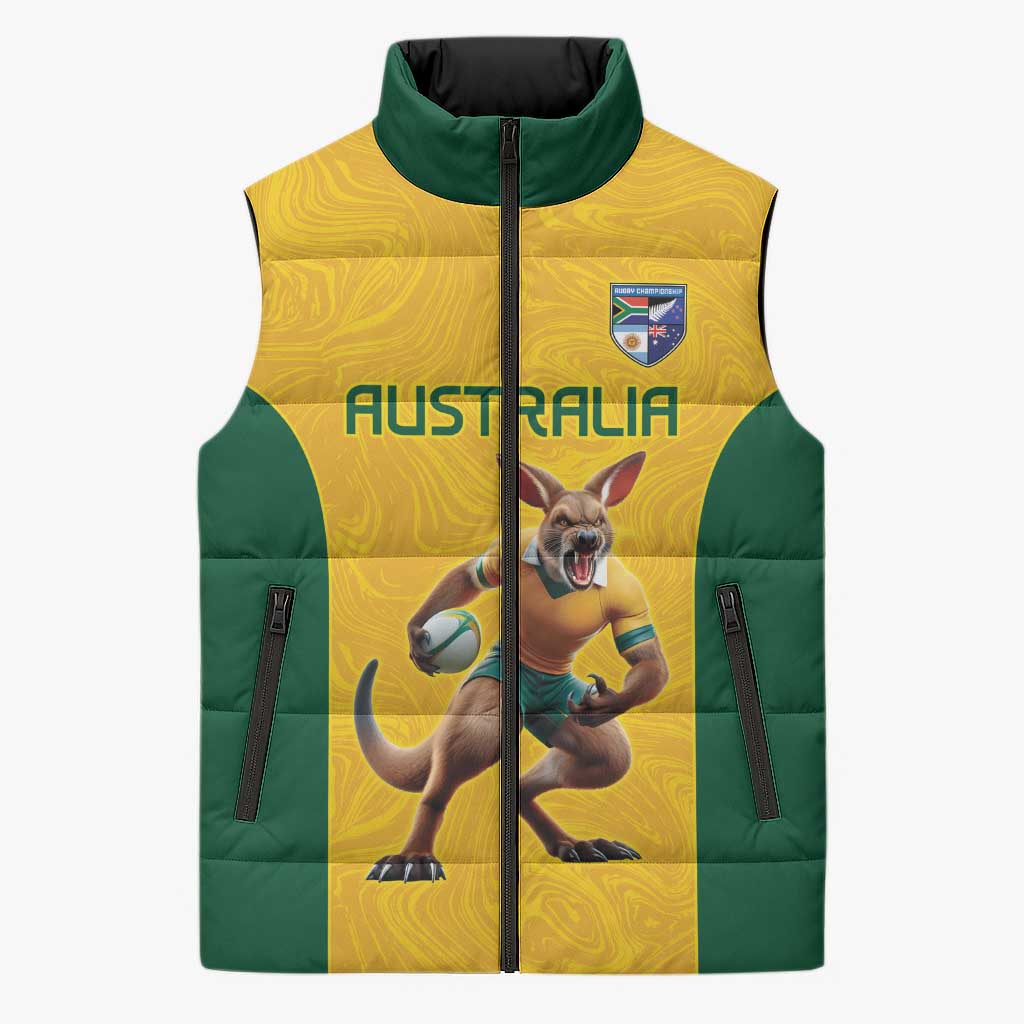 Australia Rugby Custom Sleeveless Puffer Jacket Glory Be To Wallabies Simple Pattern - Aussie Hoodie