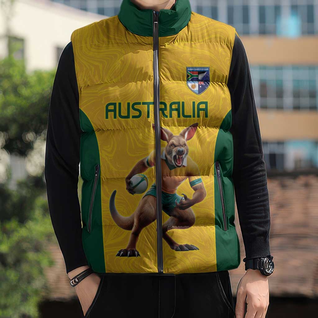 Australia Rugby Custom Sleeveless Puffer Jacket Glory Be To Wallabies Simple Pattern - Aussie Hoodie