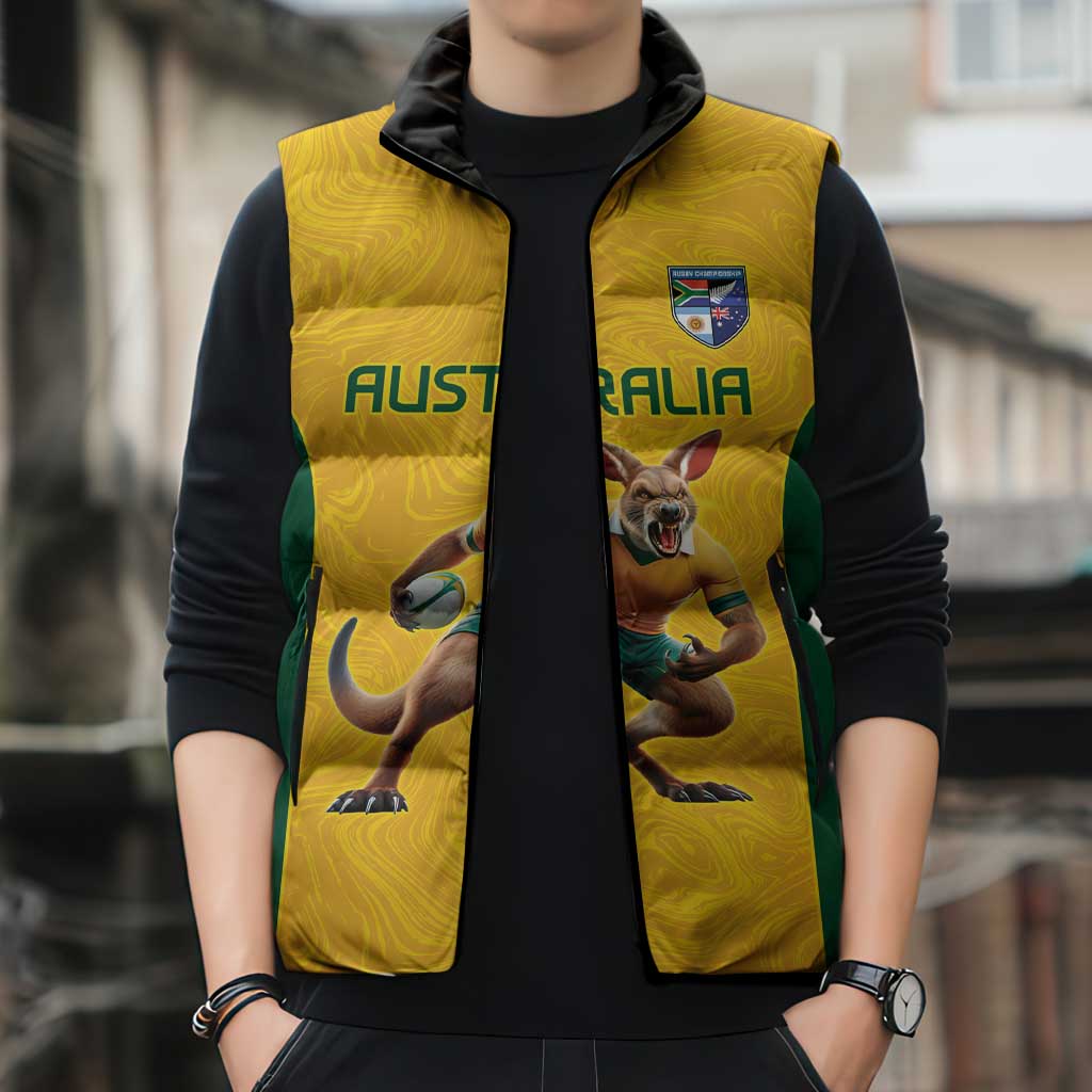 Australia Rugby Custom Sleeveless Puffer Jacket Glory Be To Wallabies Simple Pattern - Aussie Hoodie