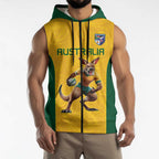 Australia Rugby Custom Sleeveless Zip Hoodie Glory Be To Wallabies Simple Pattern LT9