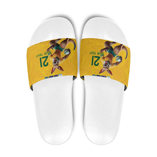 Australia Rugby Custom Slide Sandals Glory Be To Wallabies Simple Pattern - Aussie Hoodie