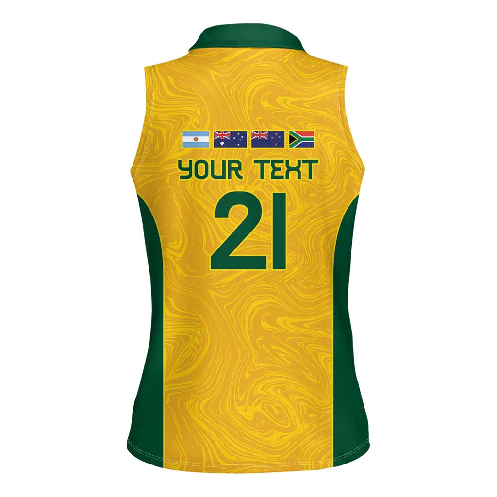 Australia Rugby Custom Women Sleeveless Polo Shirt Glory Be To Wallabies Simple Pattern - Aussie Hoodie