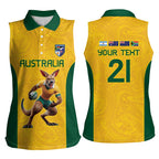 Australia Rugby Custom Women Sleeveless Polo Shirt Glory Be To Wallabies Simple Pattern - Aussie Hoodie