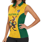 Australia Rugby Custom Women Sleeveless Polo Shirt Glory Be To Wallabies Simple Pattern - Aussie Hoodie