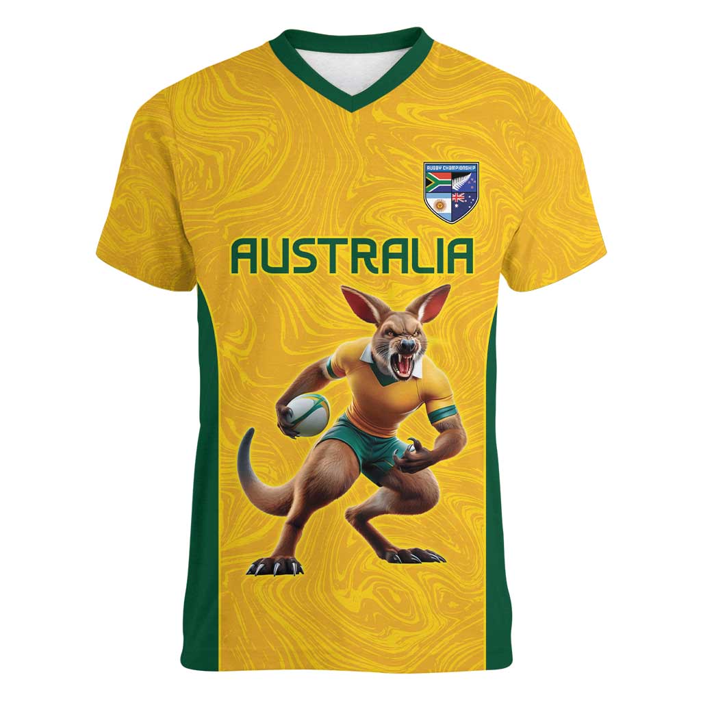 Australia Rugby Custom Women V-Neck T-Shirt Glory Be To Wallabies Simple Pattern - Aussie Hoodie