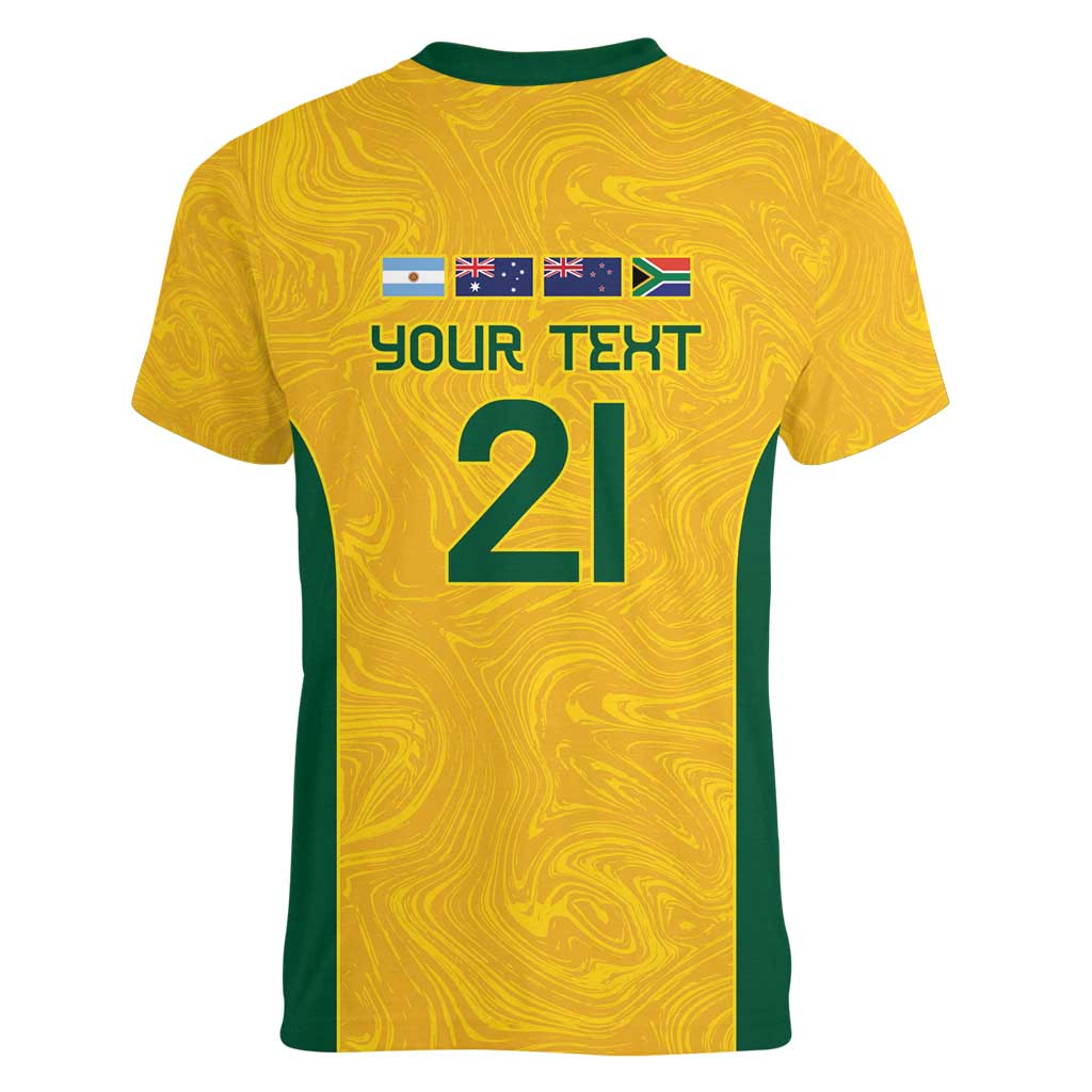 Australia Rugby Custom Women V-Neck T-Shirt Glory Be To Wallabies Simple Pattern - Aussie Hoodie