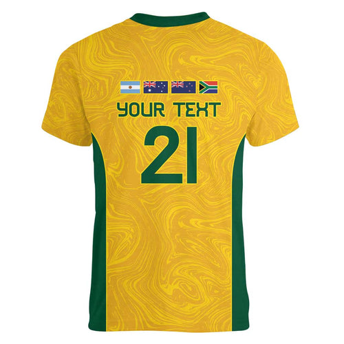 Australia Rugby Custom Women V-Neck T-Shirt Glory Be To Wallabies Simple Pattern - Aussie Hoodie