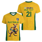 Australia Rugby Custom Women V-Neck T-Shirt Glory Be To Wallabies Simple Pattern - Aussie Hoodie