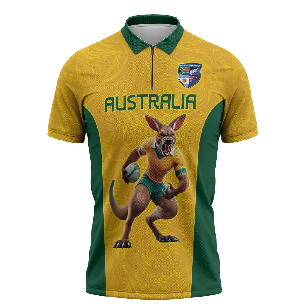 Australia Rugby Custom Zipper Polo Shirt Glory Be To Wallabies Simple Pattern - Aussie Hoodie